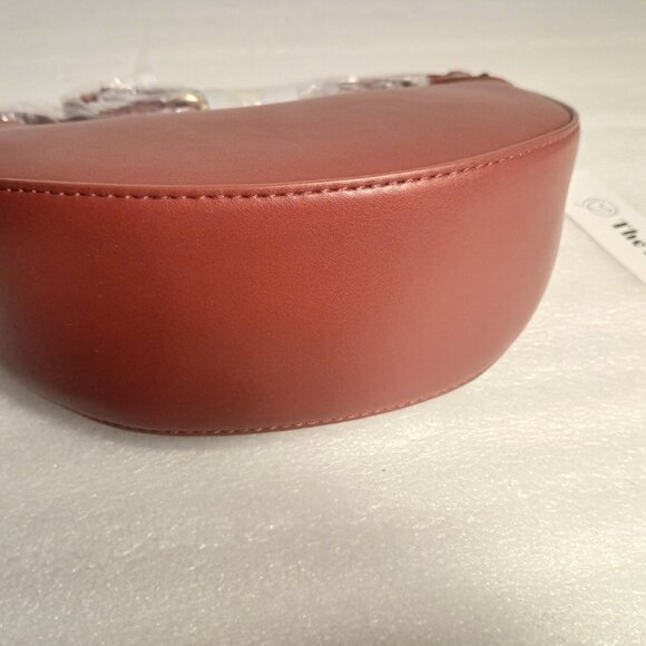 The Drop Crescent Crossbody Top Handle Bag Dark Red Vegan Leather NWT - Picture 5 of 12